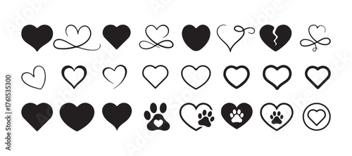Heart icons set vector. valentine's day , medicine concept . Love passion concept. romantic design. gray hearts in the white background.  vector illustration eps 10