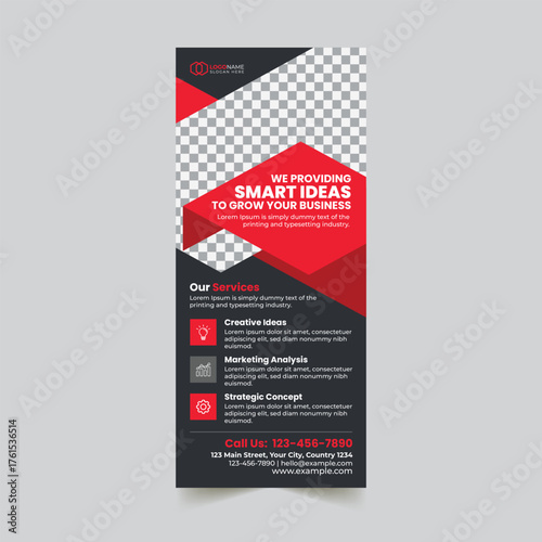 Modern Business Roll-Up Banner For Smart Ideas And Services Promotion