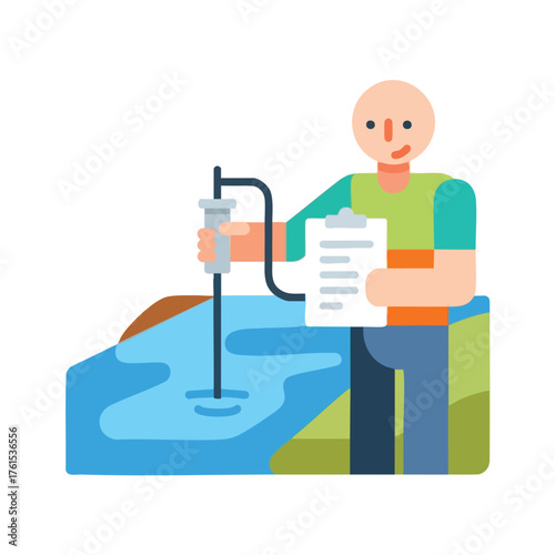 Scientist collecting water sample for research and analysis.