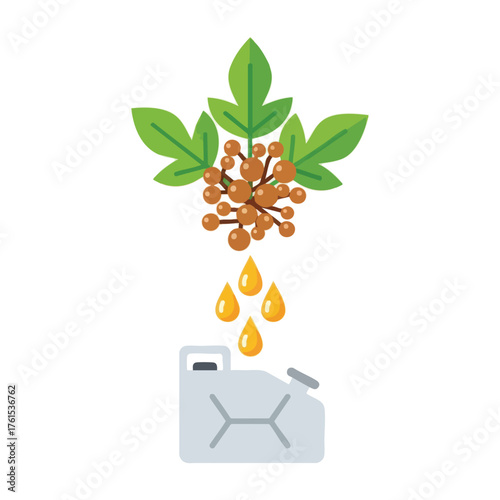 Icon representing biofuel production from plant matter and a canister.