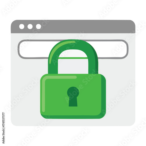 A green padlock icon on a browser window, symbolizing digital security.