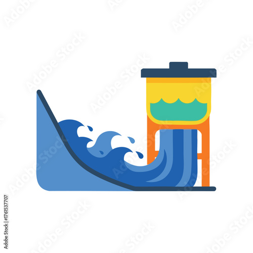 Abstract of a wave and a water tower.