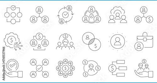 Stakeholder-related line icons set. Vector editable stroke.