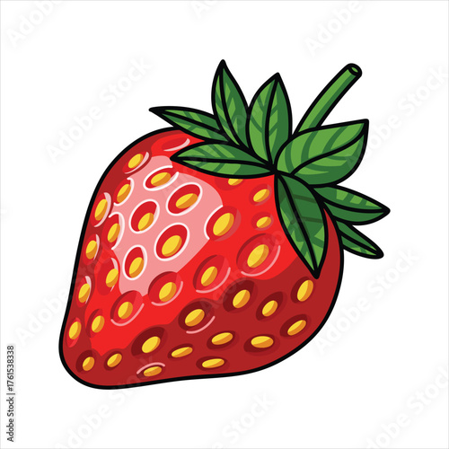 Fresh strawberry realistic digital illustration