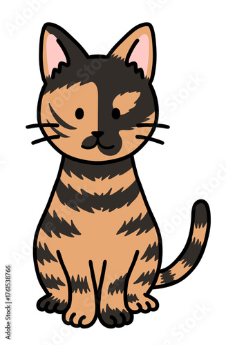 お座りをしたサビ猫