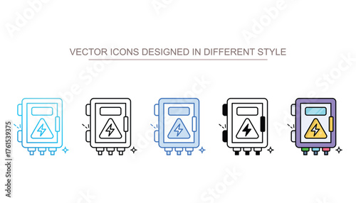 Fuse Box icon set multiple style collection