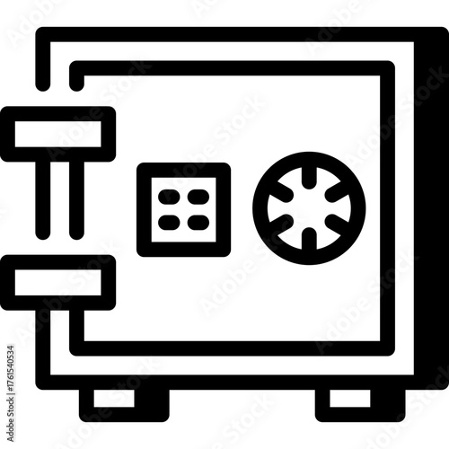 Safe box icon. Outline vector for banking, money security, and savings