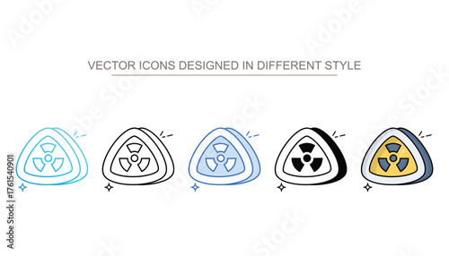 radioactive sign icon set multiple style collection
