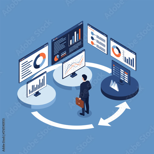 Analyzing business data with charts and graphs for strategic decision making.
