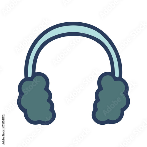 Flat Style Winter Earmuffs Headband Accessory Outline Isolated on White
