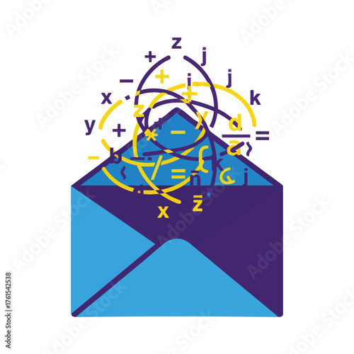 An open envelope with mathematical symbols and equations overflowing.