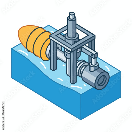 of a hydrokinetic turbine in water.
