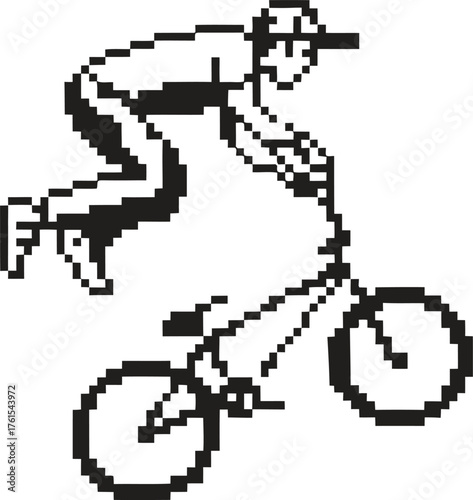Dynamic illustration of a bmx rider performing a trick on a bicycle