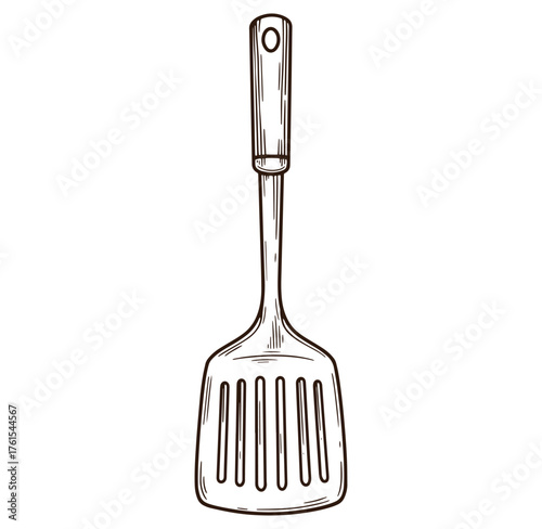 Hand drawn illustration of a cooking spatula perfect for culinary or kitchen related designs