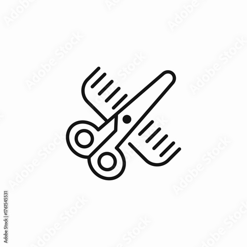 grooming scissors comb icon sign vector