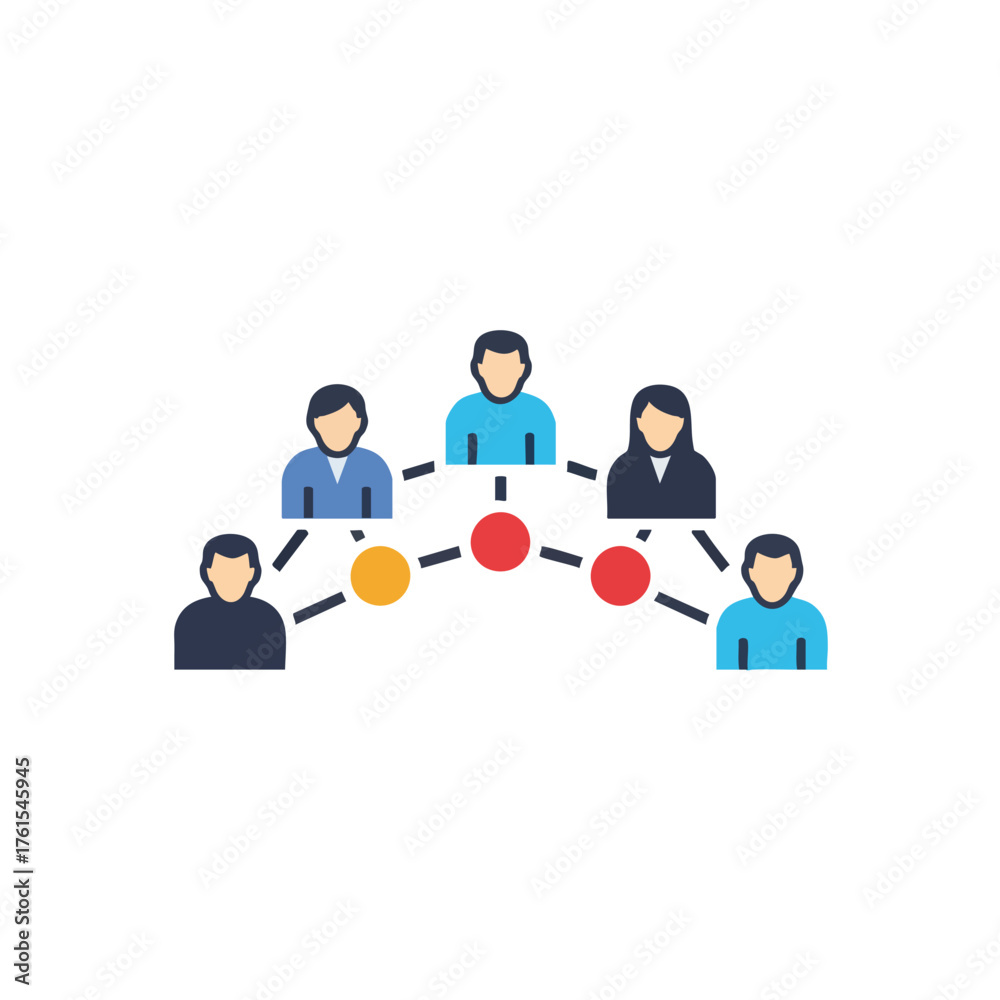 Fototapeta premium Stylized icons representing people connected in a network.
