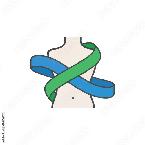 Mannequin with a measuring tape wrapped around it, symbolizing fitness and health.