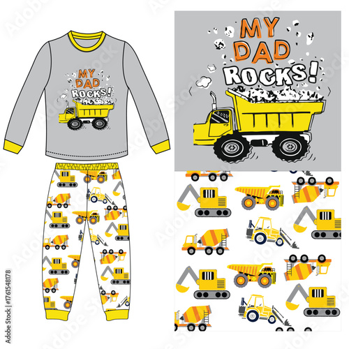 t shirt with long pant truck vector art