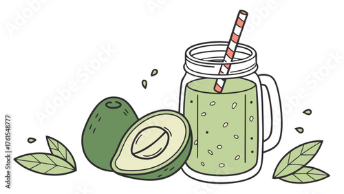 A glass of avocado smoothie is a healthy and delicious drink that is perfect for any time of day