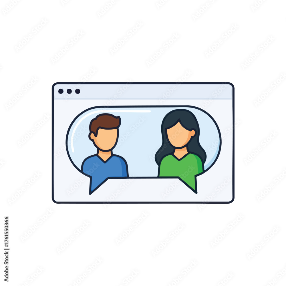 Fototapeta premium of two people in a chat interface, representing online communication.
