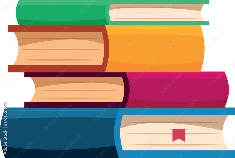 Fototapeta premium Vibrant hardcover books stacked, promoting literacy, education, and knowledge