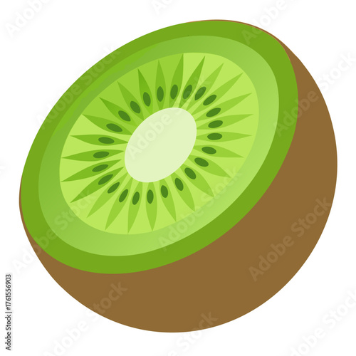 Sliced kiwi fruit. Exotic, tropical fruit. Isolated vector illustration on white background