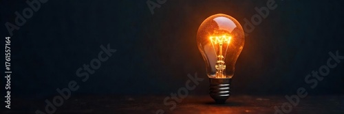 Bright Lightbulb Glowing Intensely on Dark Background, Symbolizing Inspiration, Creativity, and New Beginnings