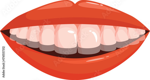 Perfect smile with white teeth and red lips promoting dental health and hygiene