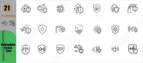 Collection of hand drawn shield emblems and heraldic symbols in black and white outline style