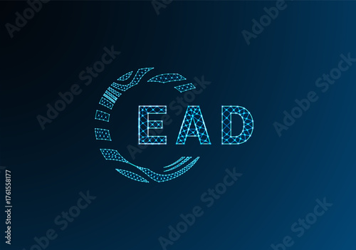 EAD low poly letter logo vector design. EAD lower poly logo design. EAD unique low poly logo design.