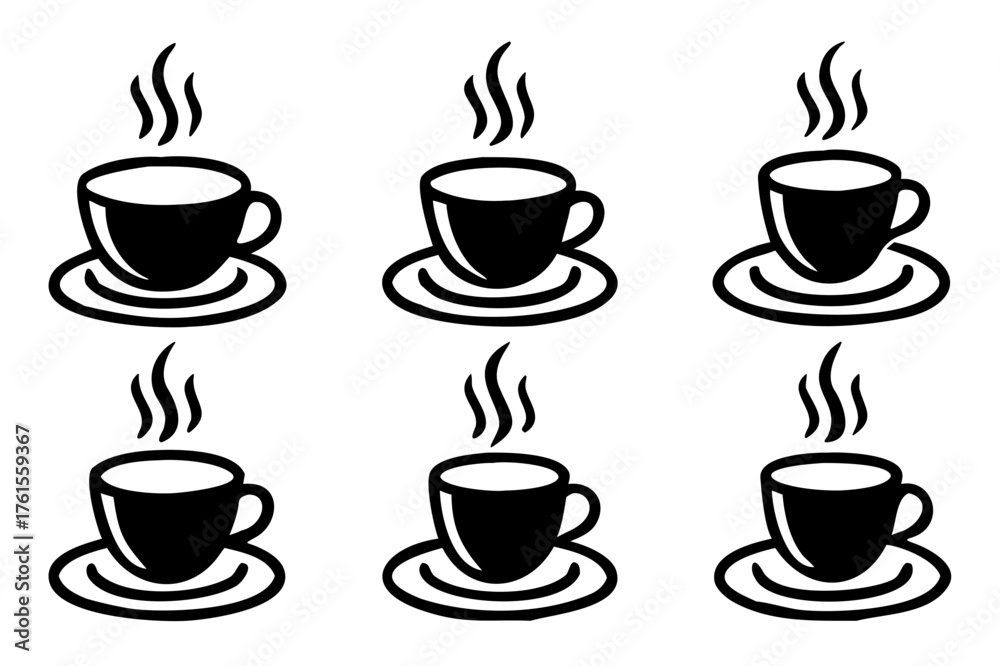 Obraz premium Coffee cup icon set. Vector illustration