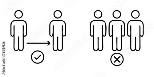 Social distance icon set. social distancing icon. self quarantine sign

