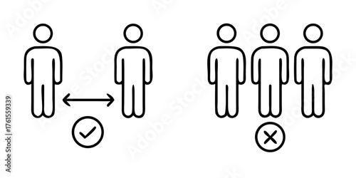 Social distance icon set. social distancing icon. self quarantine sign

