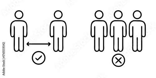 Social distance icon set. social distancing icon. self quarantine sign

