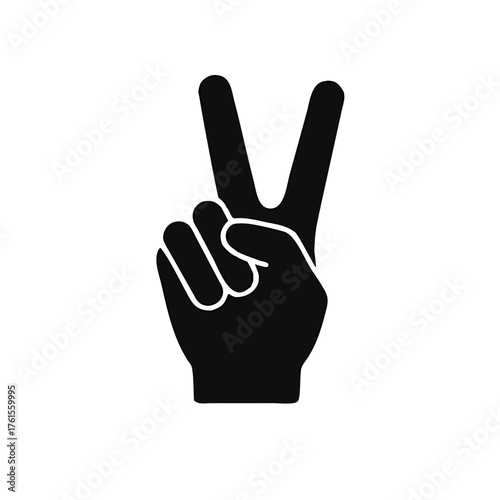 Hand gesture V sign for victory or peace icon for apps and websites
