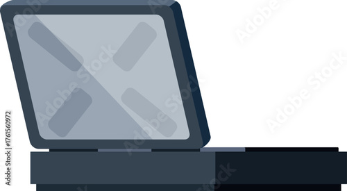 Closed laptop showing back screen with cross sign, representing cancelled work or project failure