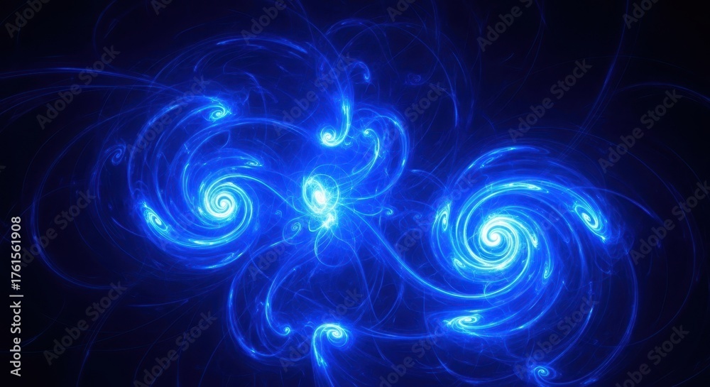 Fototapeta premium Mesmerizing blue swirls of light create a cosmic galaxy nebula effect in abstract art