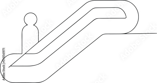 Simple Line Art Escalator with Person Icon moving walkway