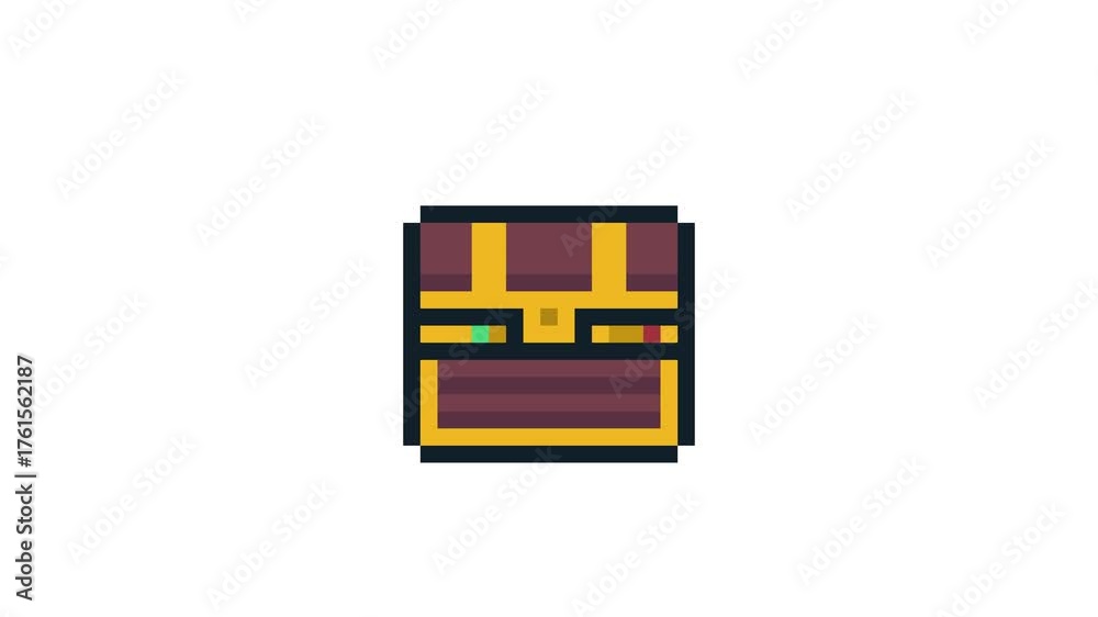 8-bit pixel art opening treasure chest. looped animation 4k 30fps 素材庫影片 ...