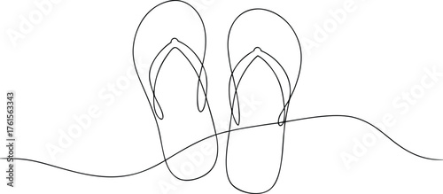 Black outline flip flops on white background sandals