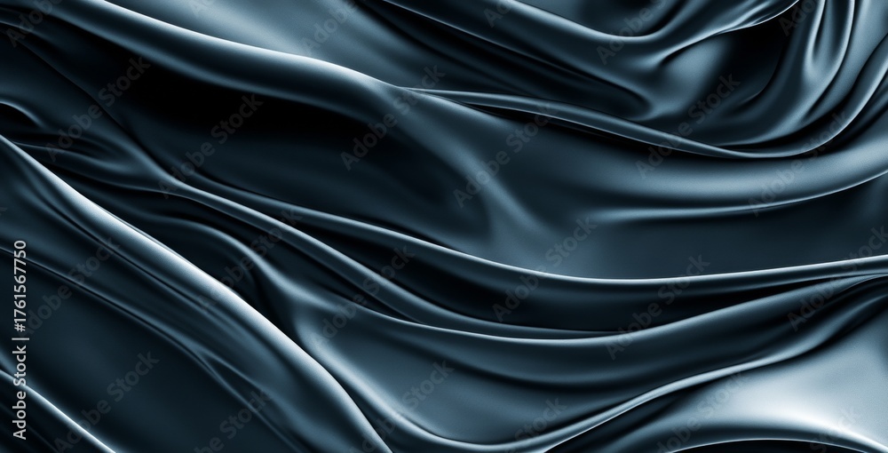 Fototapeta premium An abstract dark banner is formed by a blue glowing shape on a grainy textured grunge black backdrop, complemented by a dynamic noise texture poster background