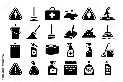 Vector art of set of cleaning and disinfection icons