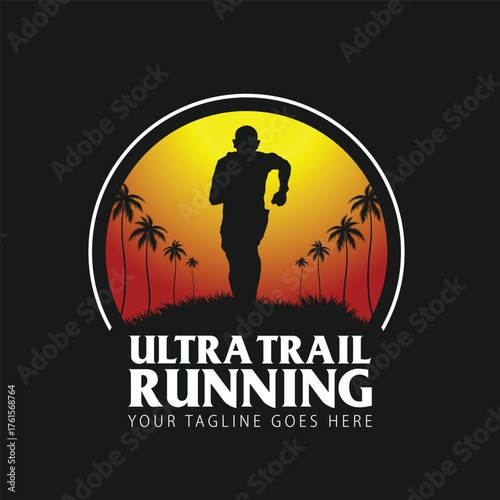 ultra trail run logo vector