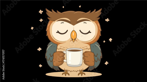 Relaxed Owl Sipping Coffee A Cozy Illustration for Morning Warmth and Comfort