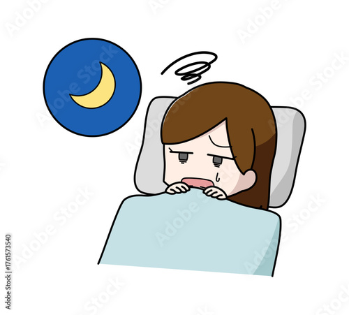 眠れない女性のイラスト