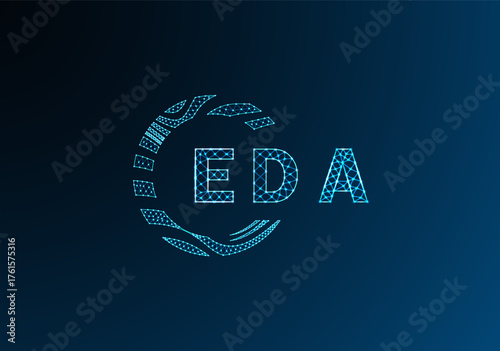 EDA low poly letter logo vector design. EDA lower poly logo design. EDA unique low poly logo design.