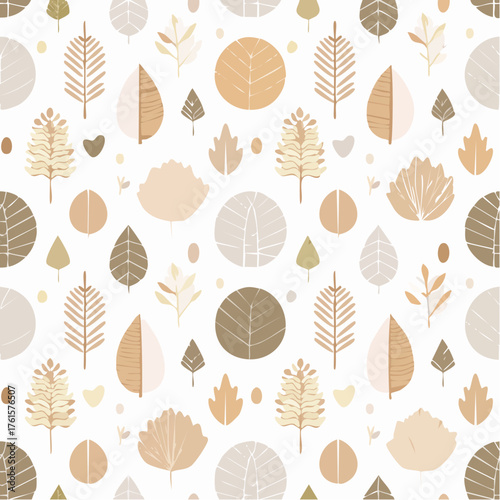 Autumnal Forest Pattern with Neutral Tones.