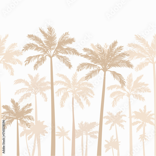 Minimalist Palm Tree Silhouette Pattern on White Background.