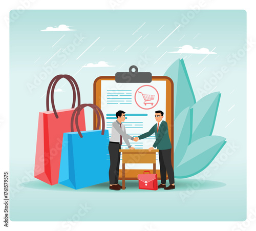 Sales Representative.Businessmen and buyers shake hands to make a deal.