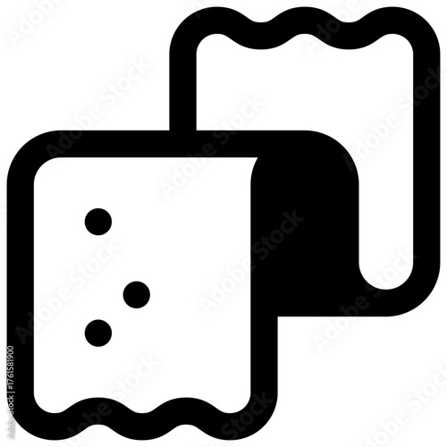 Towel. Outlined stroke vector icon with black-filled details.
